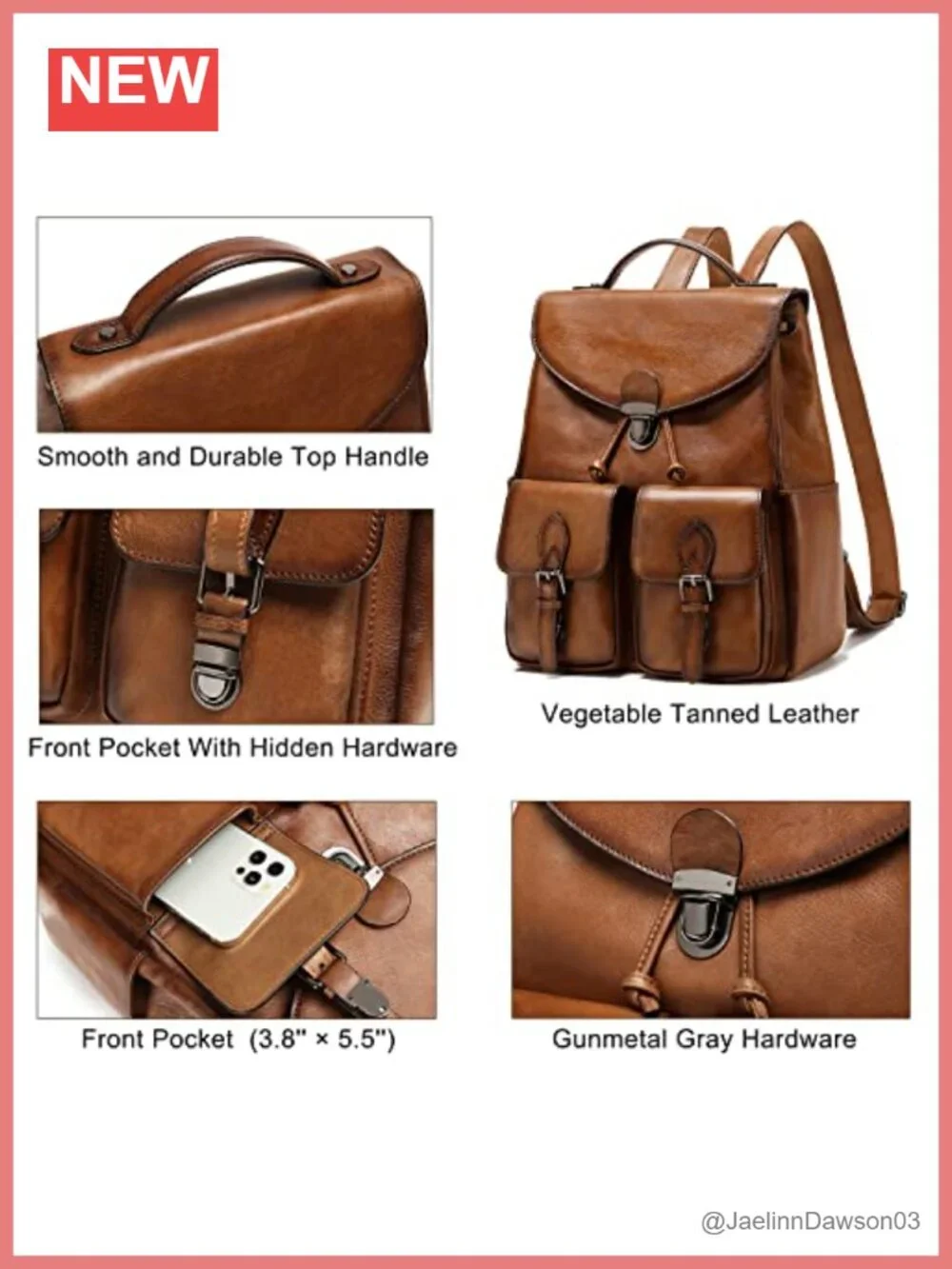 Vintage Genuine Leather Backpack Purse Fashion Rucksack Retro Daypack